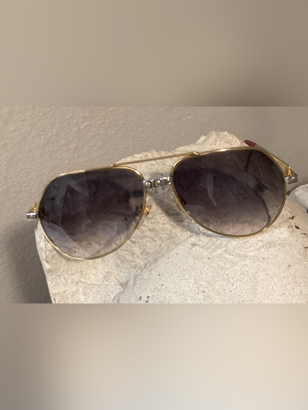 Gold Aviator Sunglasses with Gradient Gray Lenses